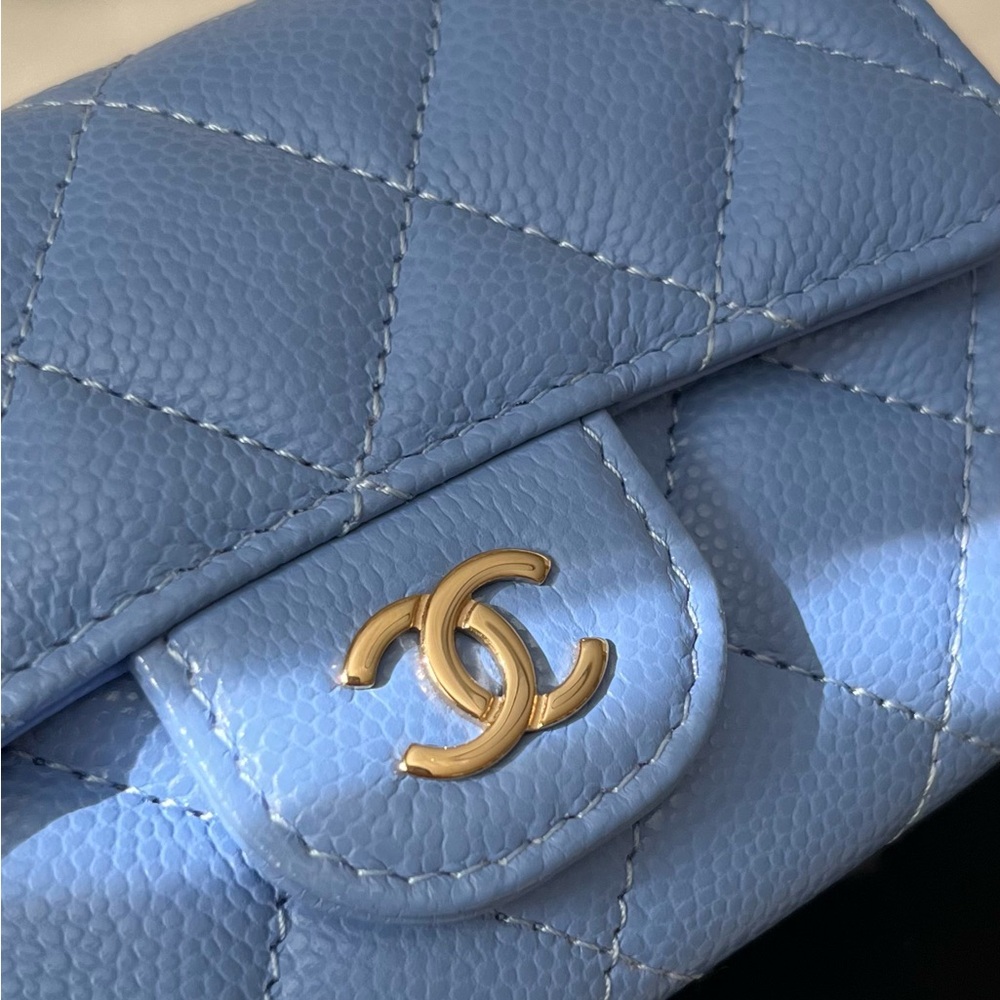 Chanel Classic Card Flap Wallet in Blue Caviar - Picture 7 of 7